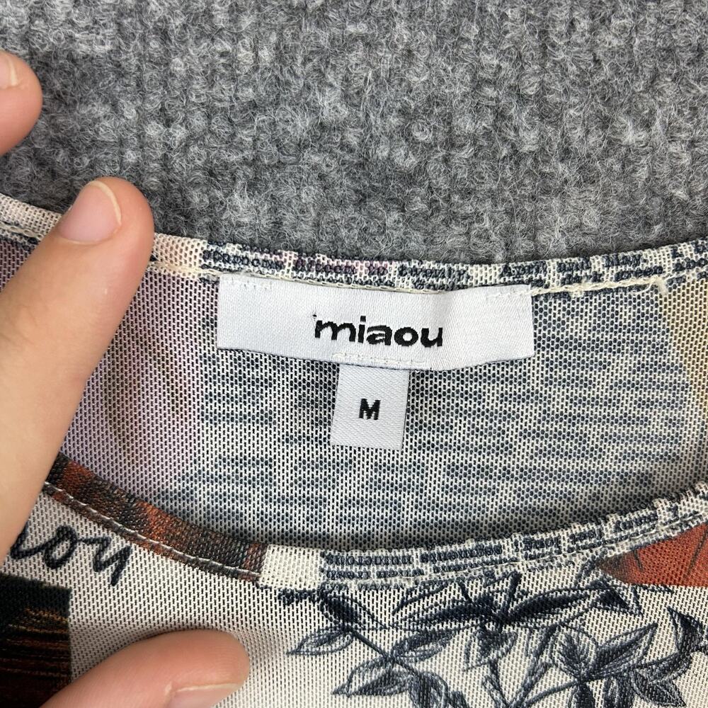 Miaou Top Medium Long Sleeve Tee in Botany Dictionary Flower Mesh Artsy Indie - Picture 4 of 10